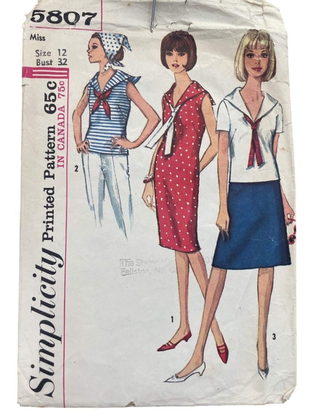 Vintage 60s Simplicity 5807 Sewing Pattern Size 12 Top Skirt Dress Retro CUT